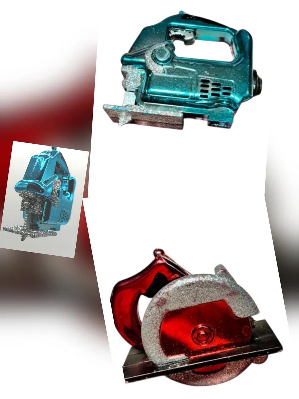 Old world christmas power tools ornaments set of 2 3 to 4 inches. One jigsaw one
